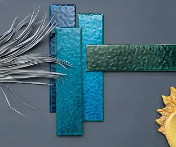 Carrelage, Effet left_menu_crackleur , Teinte bleue, Céramique, 10x40 cm, Surface brillante
