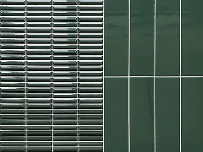 Background tile, Effect unicolor, Color green, Ceramics, 10x30 cm, Finish glossy