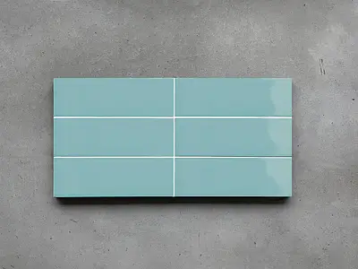 Background tile, Effect unicolor, Color green,sky blue, Ceramics, 10x30 cm, Finish glossy