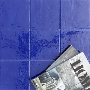 Azulejo de fundo, Efeito unicolor, Cor azul-marinho, Estilo provençal, Cerâmica, 15x15 cm, Superfície brilhante