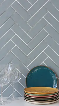 Background tile, Effect unicolor, Color grey,sky blue, Glazed porcelain stoneware, 5x15 cm, Finish matte
