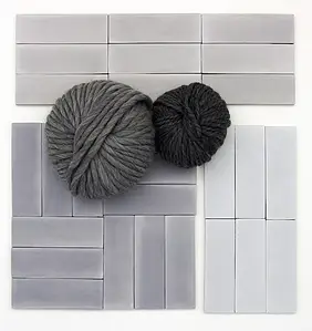 Effekt mursten,ensfarvet, Farve grå, Stil håndlavet, Grundflise, Glaseret porcelænsstentøj, 5x15 cm, Overflade mat