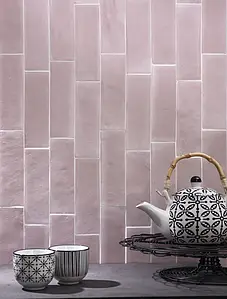 Background tile, Effect brick, Color pink, Glazed porcelain stoneware, 5x15 cm, Finish antislip