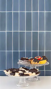 Background tile, Effect brick,unicolor, Color navy blue, Style handmade, Glazed porcelain stoneware, 5x15 cm, Finish antislip