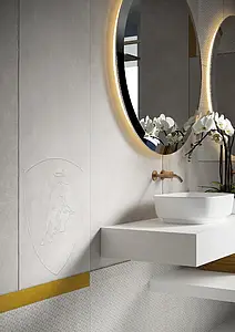 Background tile, Effect leather, Color yellow,white, Unglazed porcelain stoneware, 120x280 cm, Finish matte