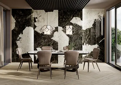 Bakgrundskakel, Textur andra stenar,kvartsit, Färg svarta & vita, Oglaserad granitkeramik, 120x278 cm, Yta semipolerad