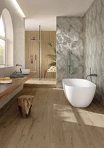 Background tile, Effect wood, Color brown, Unglazed porcelain stoneware, 30.4x122.2 cm, Finish antislip