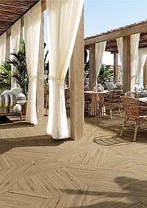 Background tile, Effect wood, Color beige, Unglazed porcelain stoneware, 90x90 cm, Finish antislip