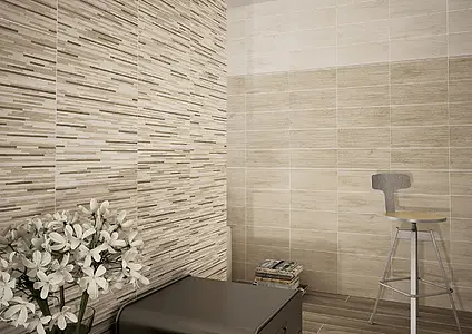 Background tile, Effect wood, Color beige, Ceramics, 20x50 cm, Finish matte