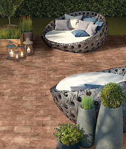 Background tile, Effect terracotta, Color brown, Glazed porcelain stoneware, 15.1x30.6 cm, Finish antislip