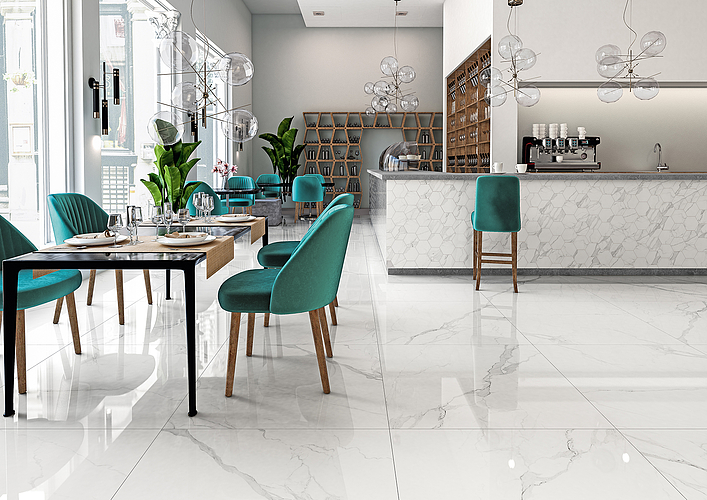Floor tiles porcelain marbles effect tiles Luna 120X120 - VIVES