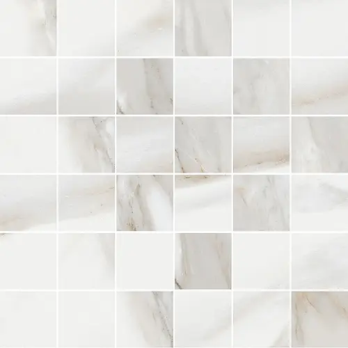 Tuscania Ceramiche, White Marble, White Marble Mosaico 36 Tes Calacatta Oro N