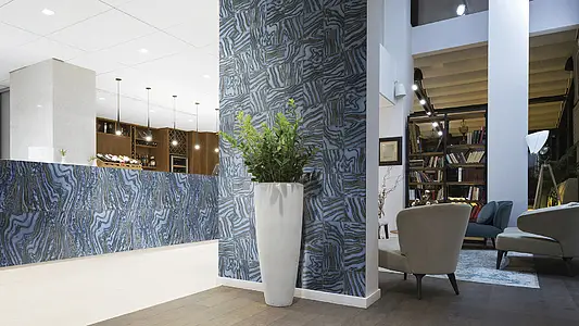 Effekt metal, Farve marineblå, Grundflise, Glaseret porcelænsstentøj, 60x120 cm, Overflade blank