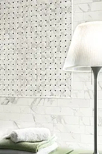 Mosaik, Optik stein,calacatta, Farbe weiße, Stil design, Glasiertes Feinsteinzeug, 30x30 cm, Oberfläche polierte