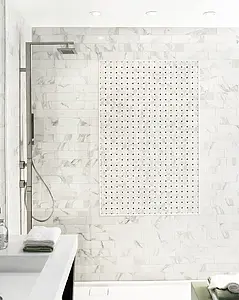 Mosaik, Optik stein,calacatta, Farbe weiße, Stil design, Glasiertes Feinsteinzeug, 30x30 cm, Oberfläche polierte