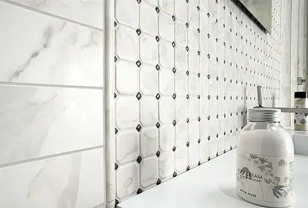 Effekt sten, Farve hvid, Stil designer, Mosaik flise, Glaseret porcelænsstentøj, 30x30 cm, Overflade poleret