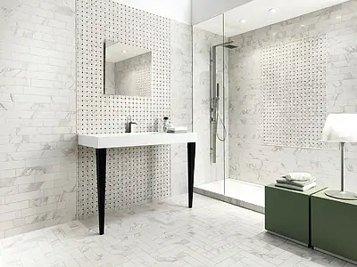 Mosaic tile, Effect stone,calacatta, Color white, Style designer, Glazed porcelain stoneware, 30x30 cm, Finish polished