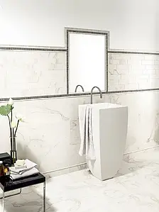 Decoro, Effetto calacatta, Colore bianco, Stile design, Gres porcellanato smaltato, 2x30 cm, Superficie levigata