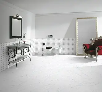Background tile, Effect stone,carrara, Color white, Glazed porcelain stoneware, 60x120 cm, Finish semi-polished
