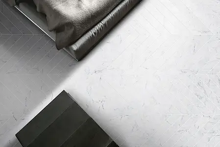 Piastrella di fondo, Effetto pietra,carrara, Colore bianco, Gres porcellanato smaltato, 7.5x60 cm, Superficie lappata