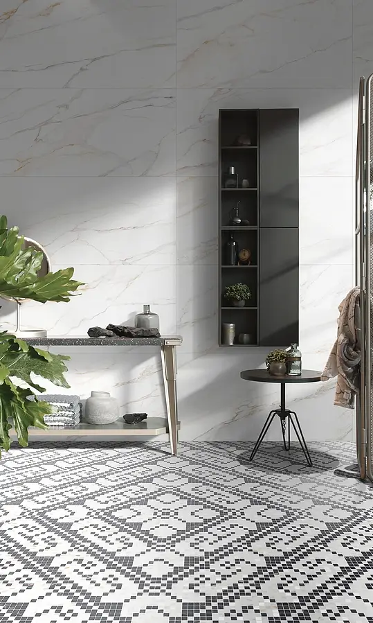 Background tile, Effect other marbles, Color white, Glazed porcelain stoneware, 60x120 cm, Finish polished