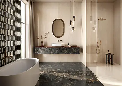 Background tile, Effect other marbles, Color black, Glazed porcelain stoneware, 60x120 cm, Finish Honed