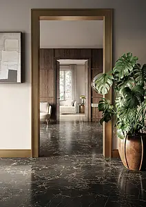 Background tile, Effect other marbles, Color black, Glazed porcelain stoneware, 60x120 cm, Finish Honed