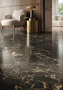 Background tile, Effect other marbles, Color black, Glazed porcelain stoneware, 60x120 cm, Finish Honed