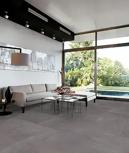 Effekt sten, Farve grå, Stil designer, Grundflise, Glaseret porcelænsstentøj, 60x60 cm, Overflade semi-poleret