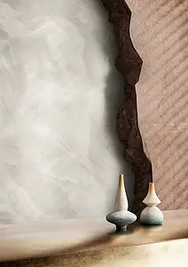 Grundflise, Effekt sten,onyx, Farve hvid, Glaseret porcelænsstentøj, 120x280 cm, Overflade Sleben