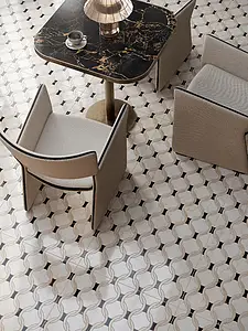 Background tile, Effect other marbles, Color black & white, Glazed porcelain stoneware, 60x120 cm, Finish Honed