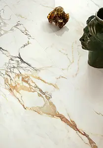 Effet pierre, Teinte blanche, Carrelage, Grès cérame émaillé, 60x120 cm, Surface polie