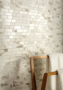 Mosaico, Effetto pietra,altri tipi di marmo, Colore bianco, Gres porcellanato smaltato, 32x37 cm, Superficie Satinata