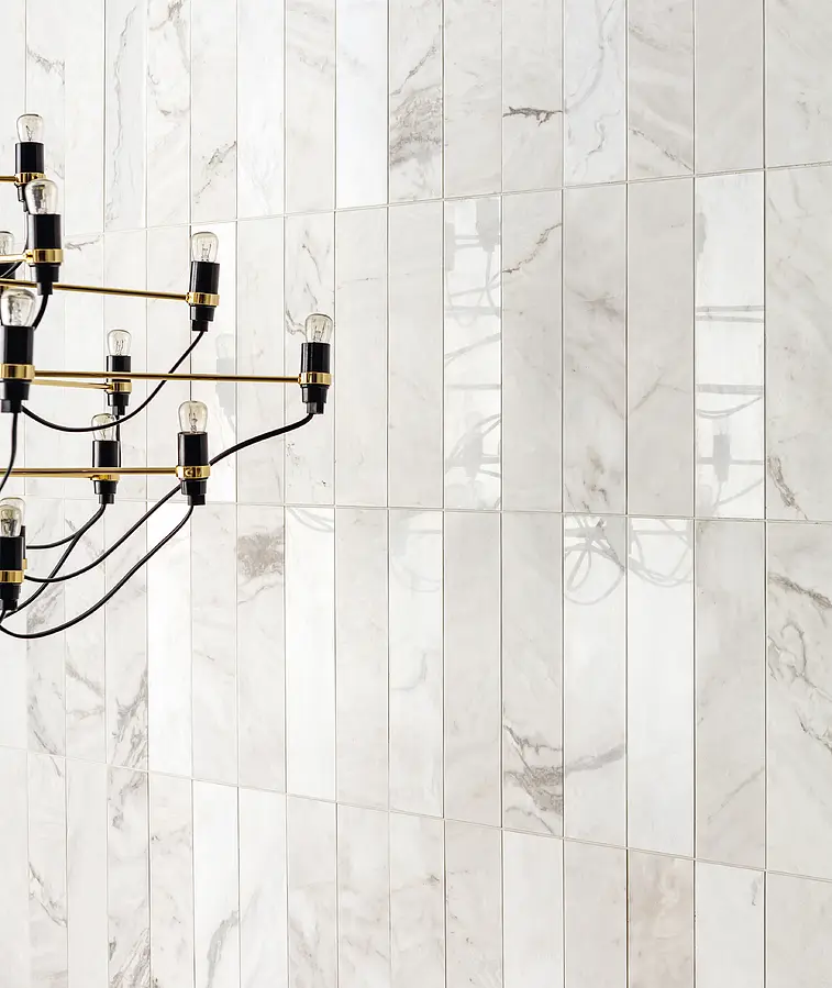 Płytki bazowe, Efekt inne rodzaje marmuru, Kolor biały, Gres szkliwiony, 7.5x30 cm, Powierzchnia Satynowa