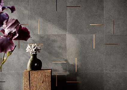 Decoratief element, Effect terracotta-look,betonlook, Kleur zwarte, Geglazuurde porseleinen steengoed, 60x60 cm, Oppervlak antislip
