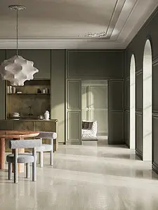 Grundflise, Effekt travertin, Farve beige, Glaseret porcelænsstentøj, 120x120 cm, Overflade Sleben