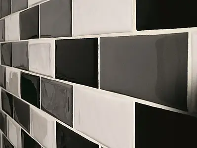 Piastrella di fondo, Effetto unicolore, Colore grigio, Stile metropolitana parigina, Ceramica, 7.5x15 cm, Superficie lucida