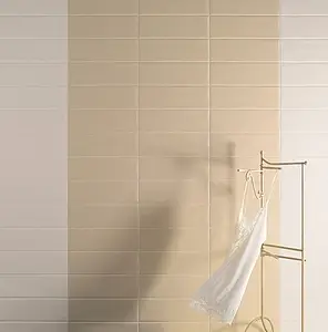 Piastrella di fondo, Effetto unicolore, Colore bianco, Stile metropolitana parigina, Ceramica, 13.2x40 cm, Superficie lucida