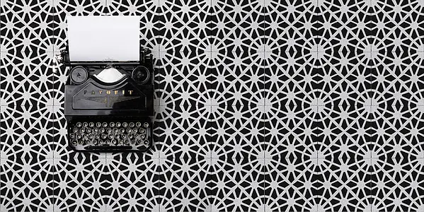 Background tile, Effect faux encaustic tiles, Color black & white, Unglazed porcelain stoneware, 20x20 cm, Finish matte