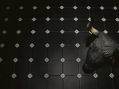Background tile, Effect unicolor, Color black, Style handmade, Glazed porcelain stoneware, 20x20 cm, Finish matte