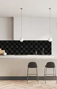 Background tile, Effect unicolor, Color black, Glazed porcelain stoneware, 10x10 cm, Finish antislip