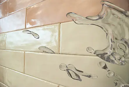 Azulejo base, Efecto ladrillo, Color beige, Cerámica, 7.5x30 cm, Acabado semi-brillo