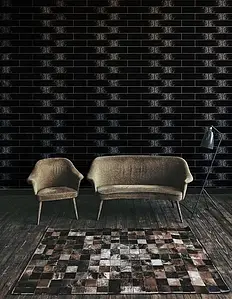 Background tile, Effect brick, Color black, Ceramics, 7.5x30 cm, Finish semi-gloss