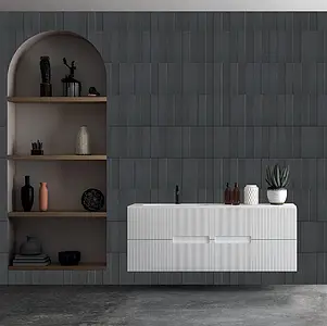 Background tile, Effect unicolor, Color black, Ceramics, 5x20 cm, Finish glossy