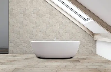 Background tile, Effect wood, Color beige, Unglazed porcelain stoneware, 20x120 cm, Finish antislip