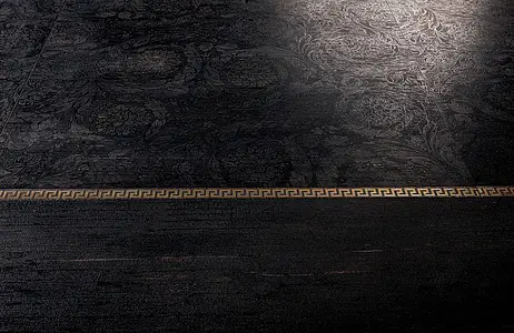 Piastrella di fondo, Effetto legno, Colore nero, Gres porcellanato smaltato, 26.5x180 cm, Superficie opaca