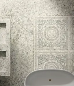 Grundflise, Effekt other marbles, Farve grå,hvid, Glaseret porcelænsstentøj, 120x120 cm, Overflade poleret