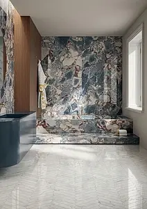 Mosaic tile, Effect calacatta, Color white, Glazed porcelain stoneware, 25x47.8 cm, Finish left_menu_relefnaya