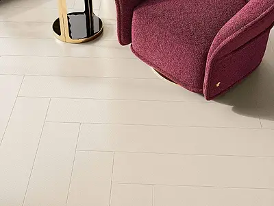 Piastrella di fondo, Colore beige, Gres porcellanato smaltato, 20x120 cm, Superficie antiscivolo