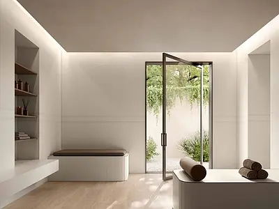 Background tile, Effect leather, Color white, Glazed porcelain stoneware, 120x120 cm, Finish matte